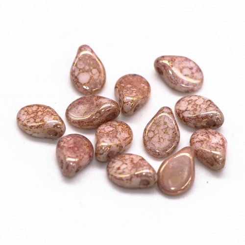 Бусины Preciosa, мрамор, темно-розовый с золотом (шт.)